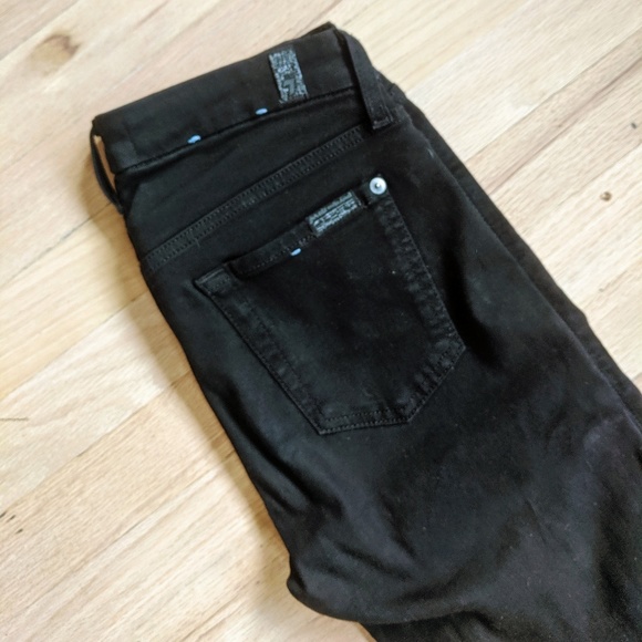 7 for all Mankind b(air) black ripped skinny - Picture 6 of 7
